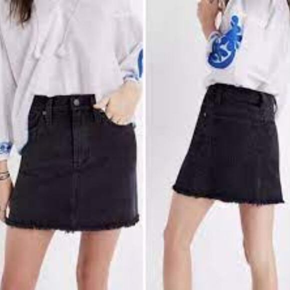 Madewell McCarren Raw-Hem Jean Skirt in Washed Black 26 - Picture 1 of 6